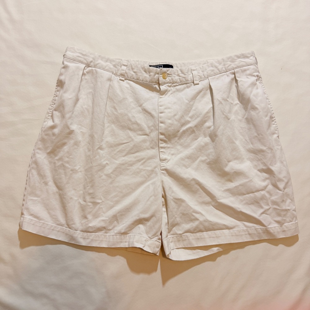 Polo Ralph Lauren Andrew Short Men 40 White Vintage 90s Pleated Cotton Chino